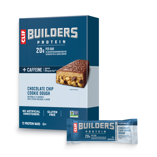 + Caffeine Chocolate Chip Cookie Dough Flavor Plant Based Protein Bars